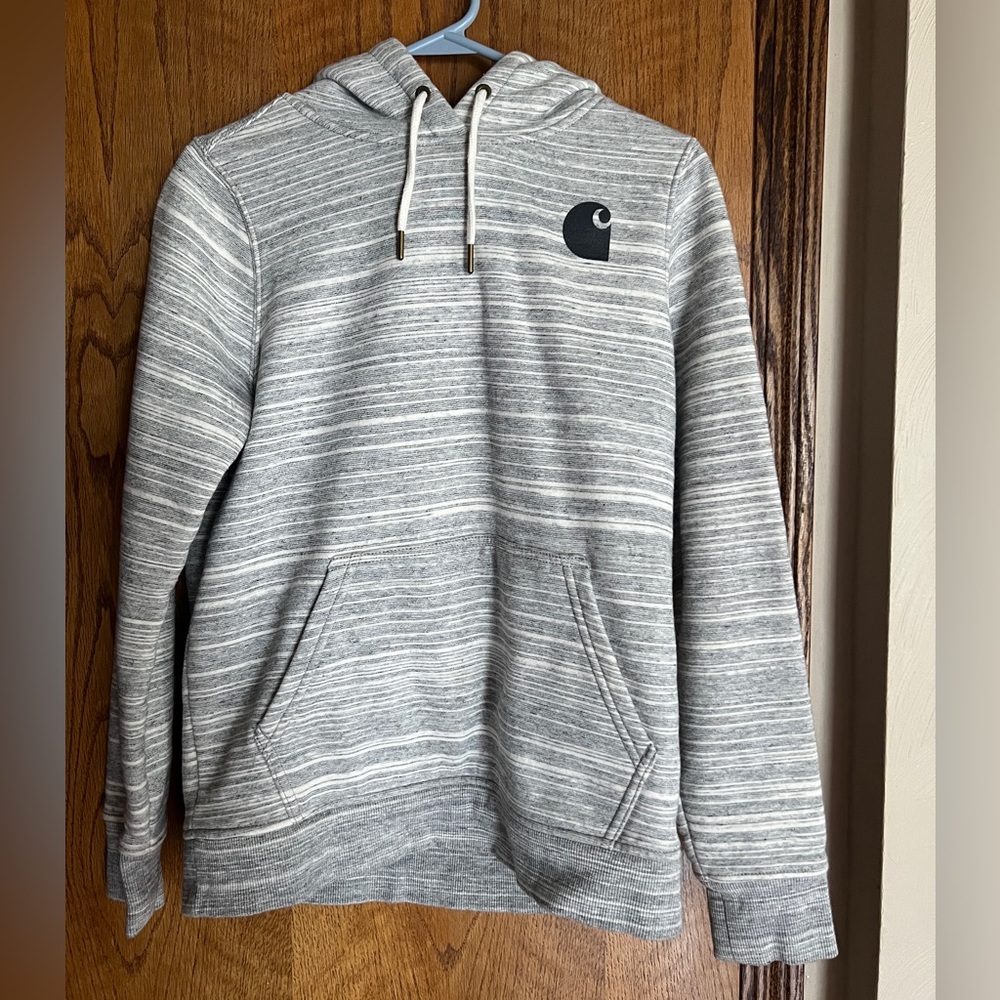 Carhartt Striped Hoodie - Grey and White